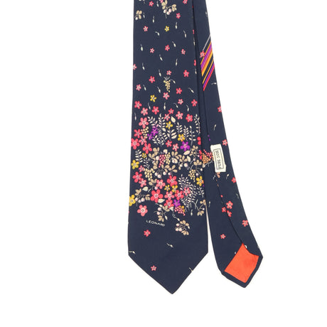 Front Front Detail of Vintage 1990's Leonard Paris Flowers Floral Patterned Tie
