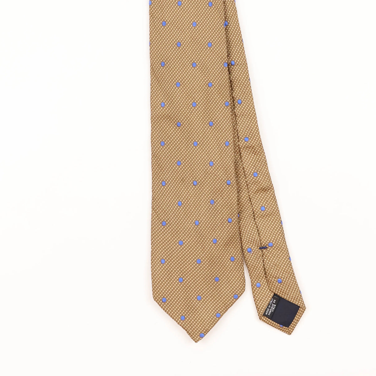 Front Detail of Vintage 1990's Canali Polka Dot Patterned Tie