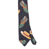 Front Front Detail of Vintage 1990's Don Loper Hat And Shoe Abstract Patterned Tie