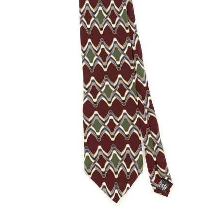 Front Front Detail of Vintage 1990's Bill Blass Geometric Patterned Tie