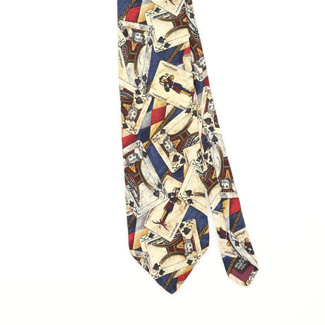 Front Front Detail of Vintage 1990's Structure Playing Cards Geometric Patterned Tie