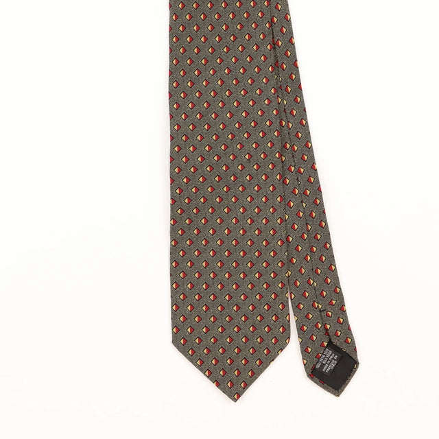 Front Detail of Vintage 1980's Emporio Armani Geometric Patterned Tie