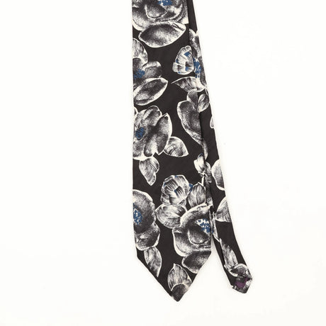 Front Front Detail of Vintage 1990's Mario Valentino Floral Patterned Tie