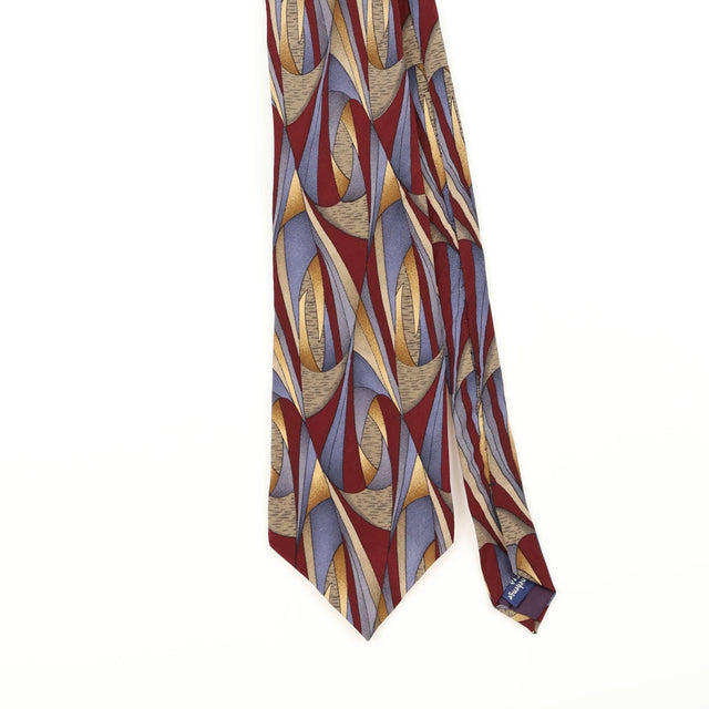 Front Detail of Vintage 1990's Stonehenge Cocktail Collection Geometric Patterned Tie