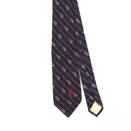Front Front Detail of Vintage 1990's Yves Saint Laurent Striped Patterned Tie
