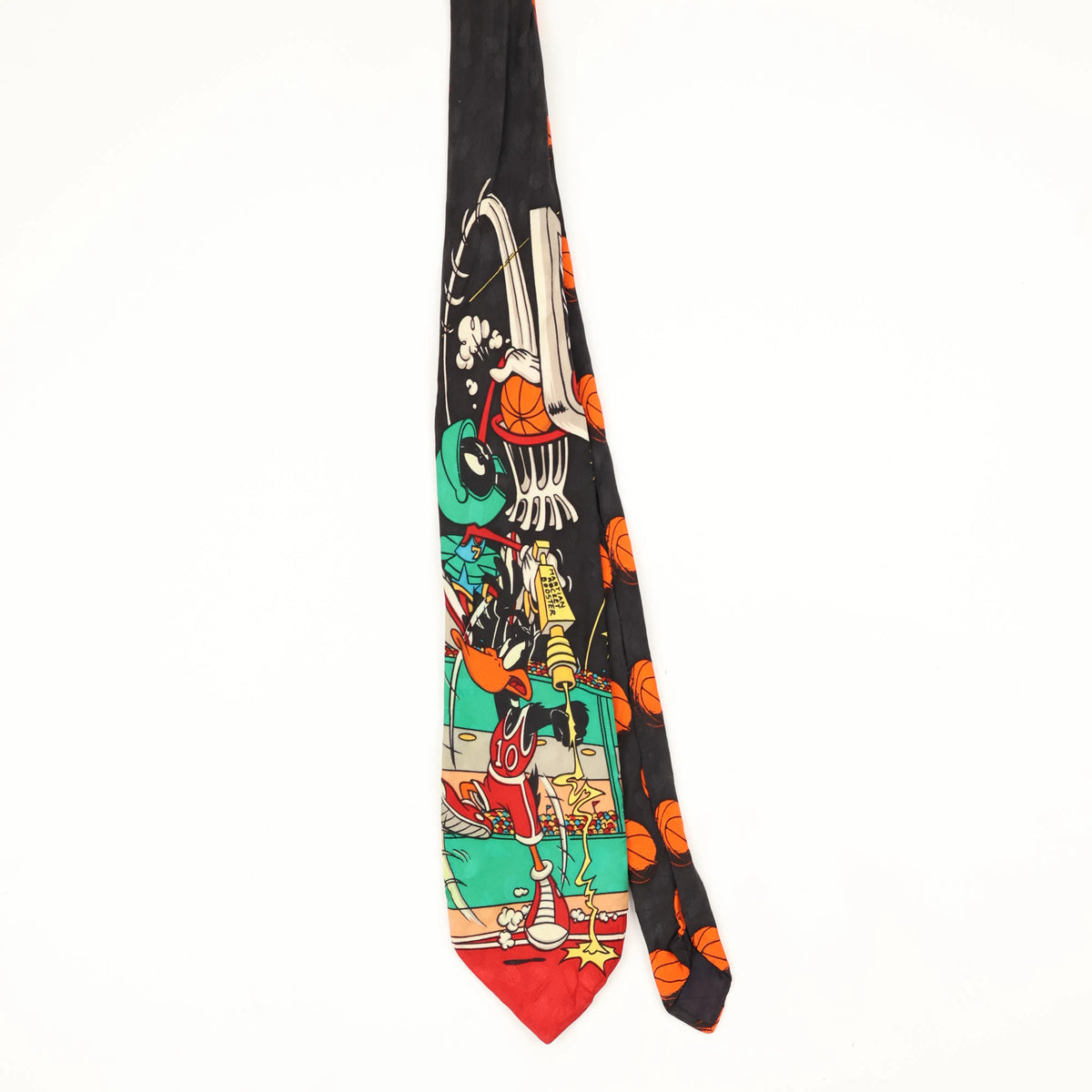 Front Front of Vintage 1990's Addiction Space Jam Cartoon Patterned Tie