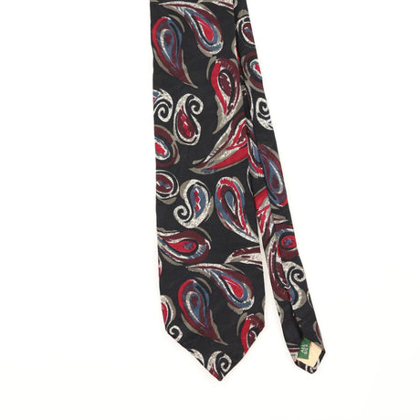 Front Front Detail of Vintage 1990's Tom James Paisley Patterned Tie