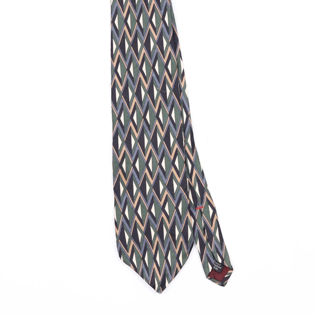 Front Front Detail of Vintage 1990's Henry Grethel Geometric Patterned Tie