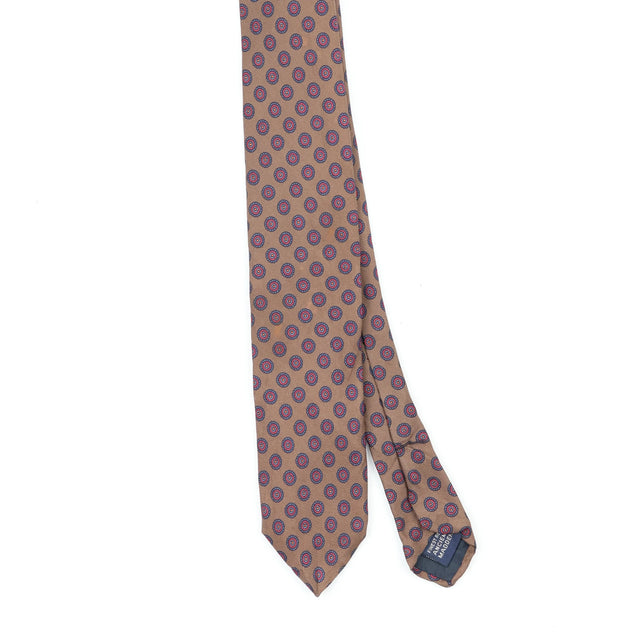 Front Front Detail of Vintage 1990's Foulard Geometric Patterned Tie