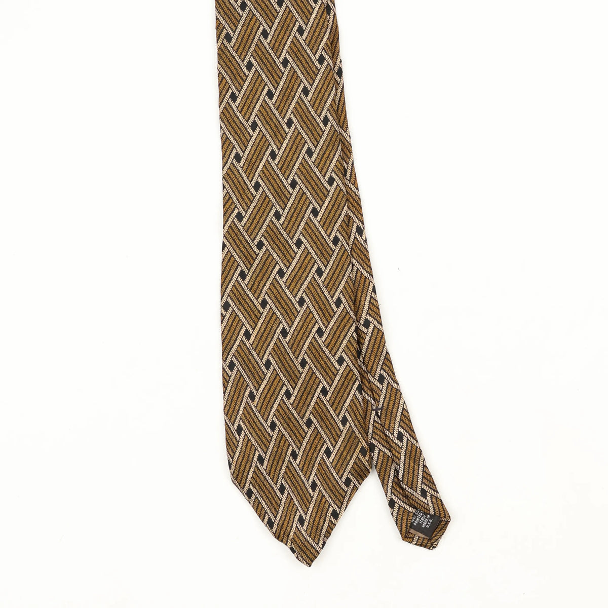 Front Front Detail of Vintage 1990's Perry Ellis Geometric Patterned Tie
