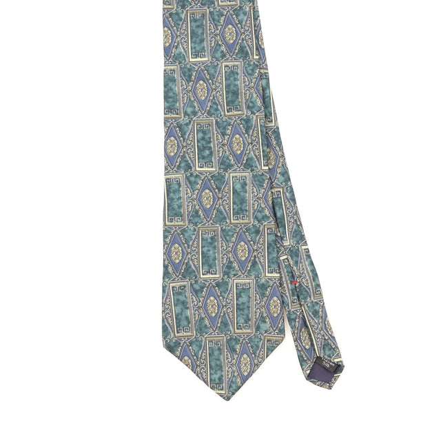Front Front Detail of Vintage 1990's Henry Grethel Geometric Patterned Tie