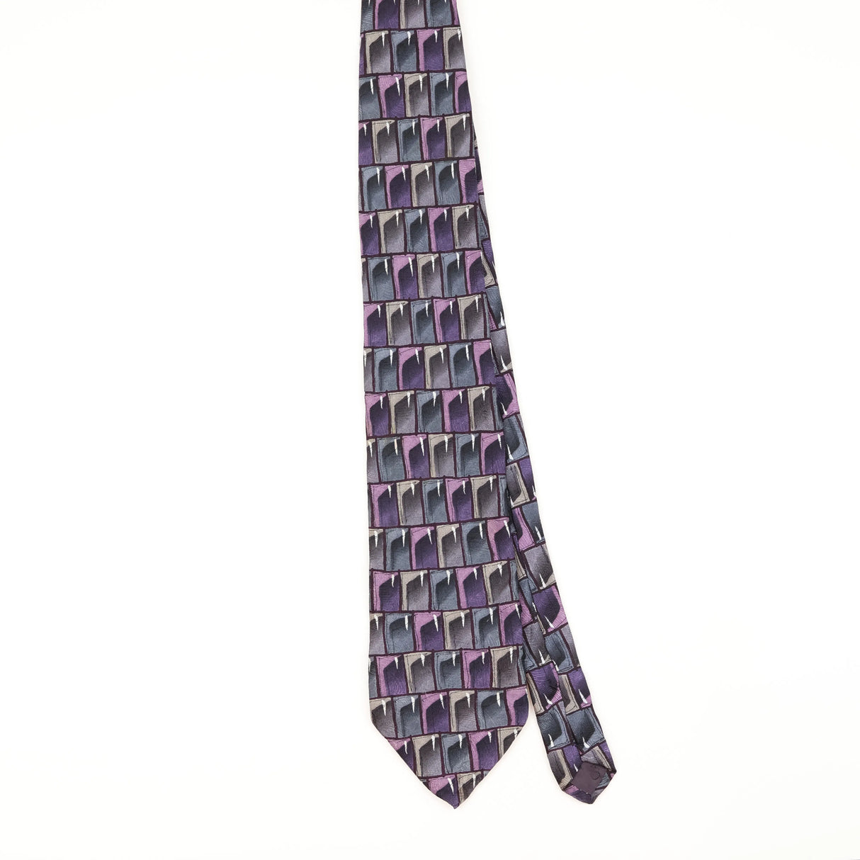 Front of Vintage 1990's Jerry Garcia Floating Planes Geometric Patterned Tie