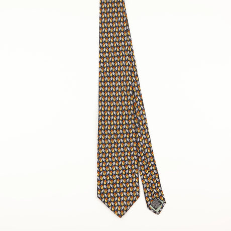 Front of Vintage 1990's Tie Rack Acorn Leaf Geometric Patterned Tie