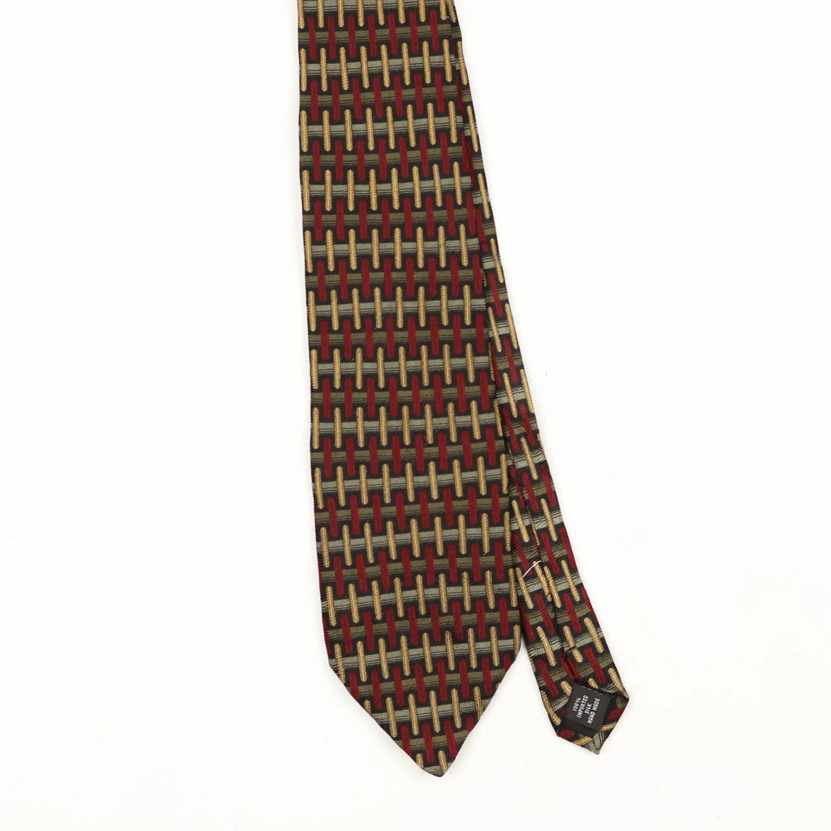Front Front Detail of Vintage 1990's Mulberry Geometric Patterned Tie
