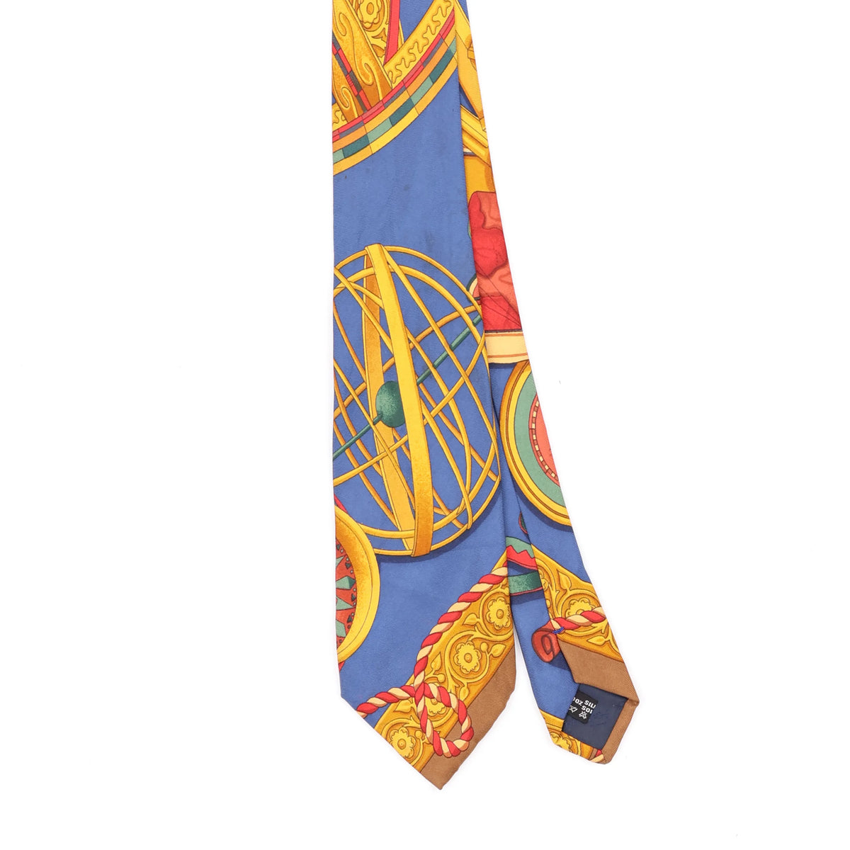 Front Front Detail of Vintage 1990's Salvatore Ferragamo Clockwork Abstract Patterned Tie