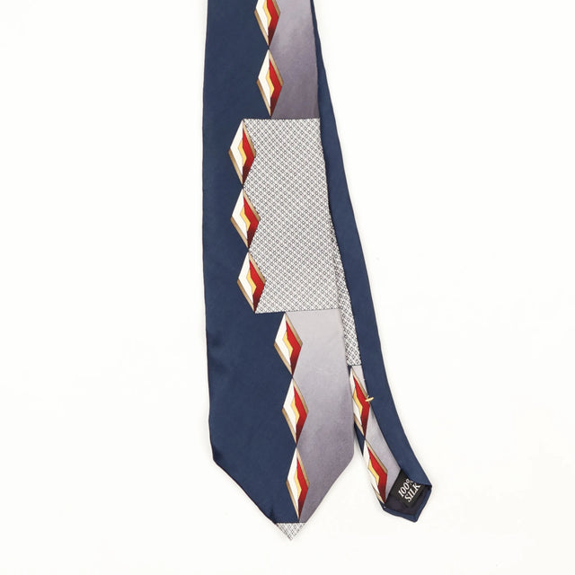 Front Front Detail of Vintage 1990's Evan Picone Geometric Patterned Tie