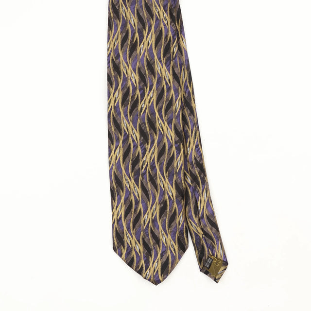 Front Front Detail of Vintage 1990's Waves Geometric Patterned Tie