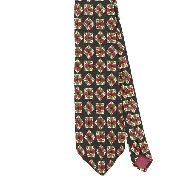 Front Front Detail of Vintage 1990's Geoffrey Beene Geometric Patterned Tie