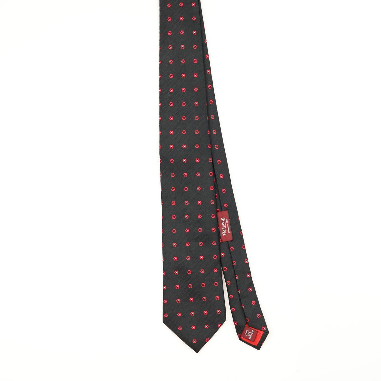 Front Front of Vintage T.M. Lewin Flower Geometric Patterned Tie
