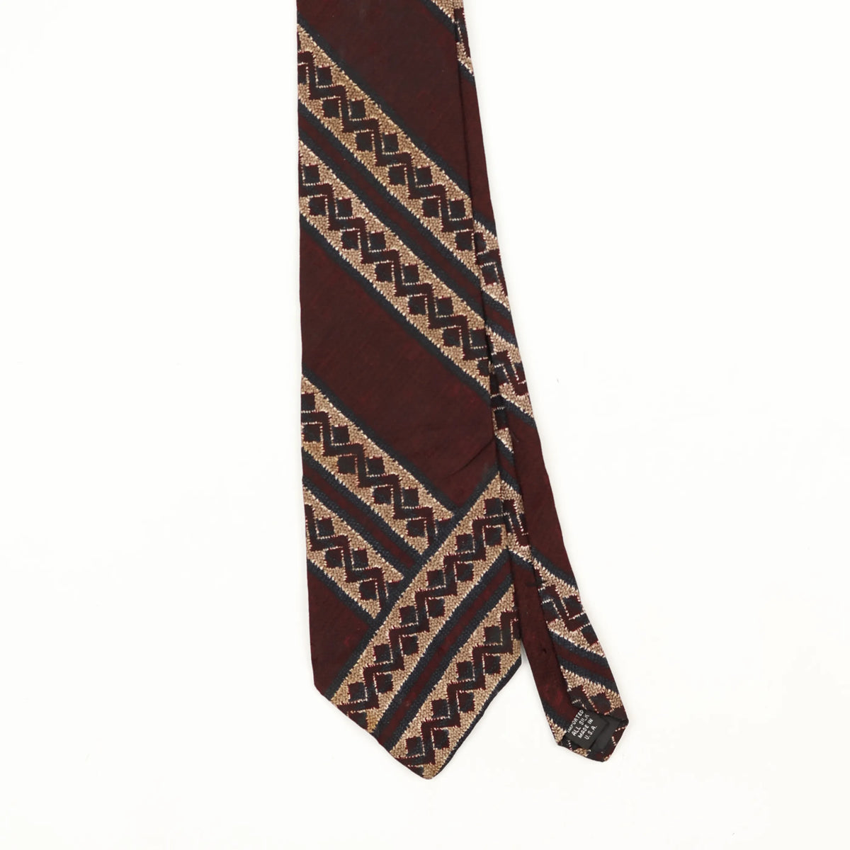 Front Front Detail of Vintage 1990's Geometric Patterned Tie