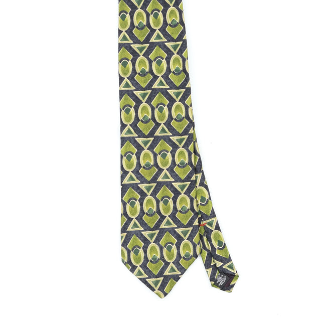 Front Front Detail of Vintage 1990's Geometric Patterned Tie