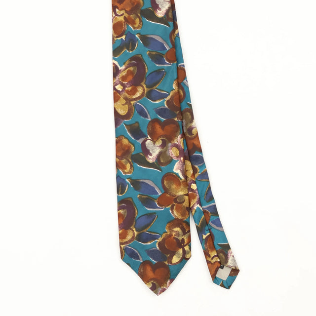 Front Front Detail of Vintage 1990's J.T. Beckett Floral Patterned Tie