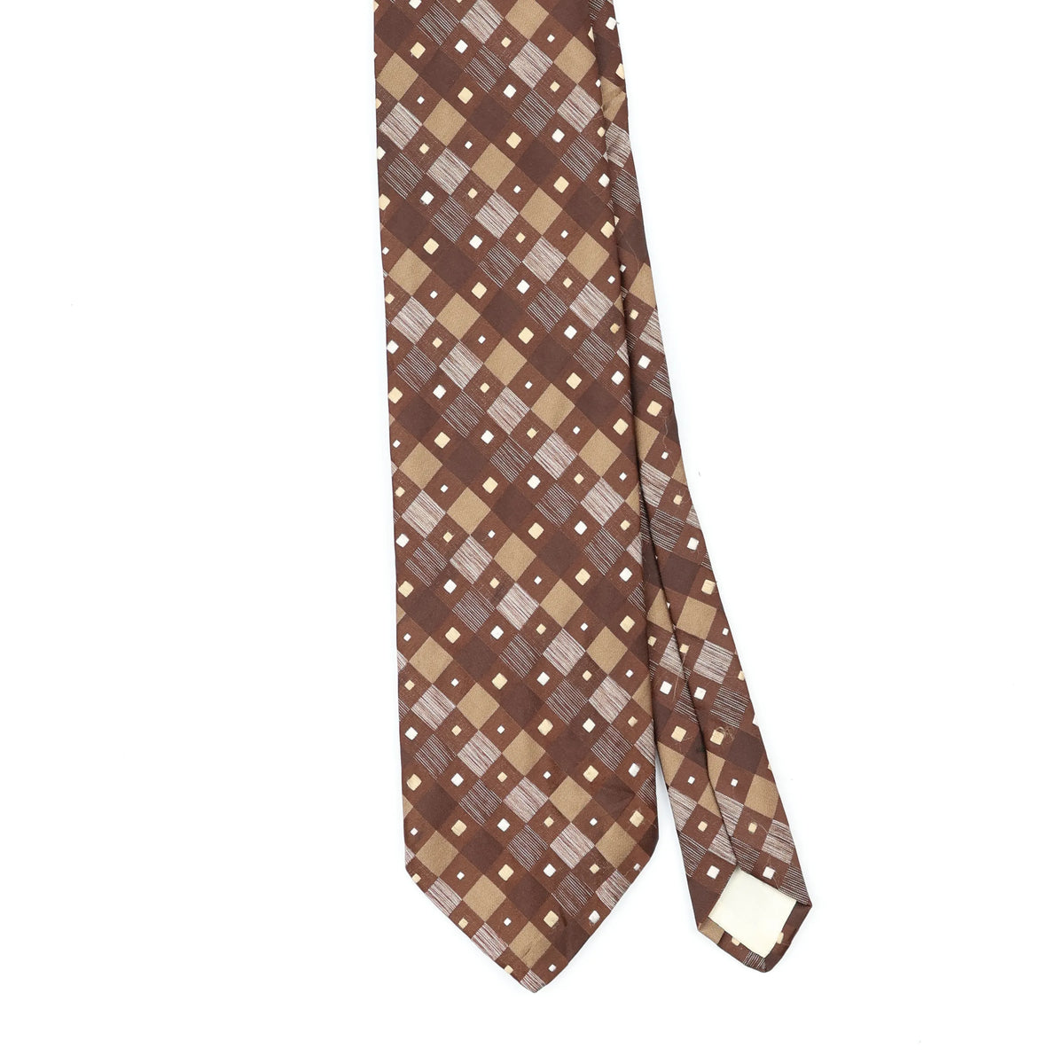 Front Front Detail of Vintage 1980's Diamond Geometric Patterned Tie