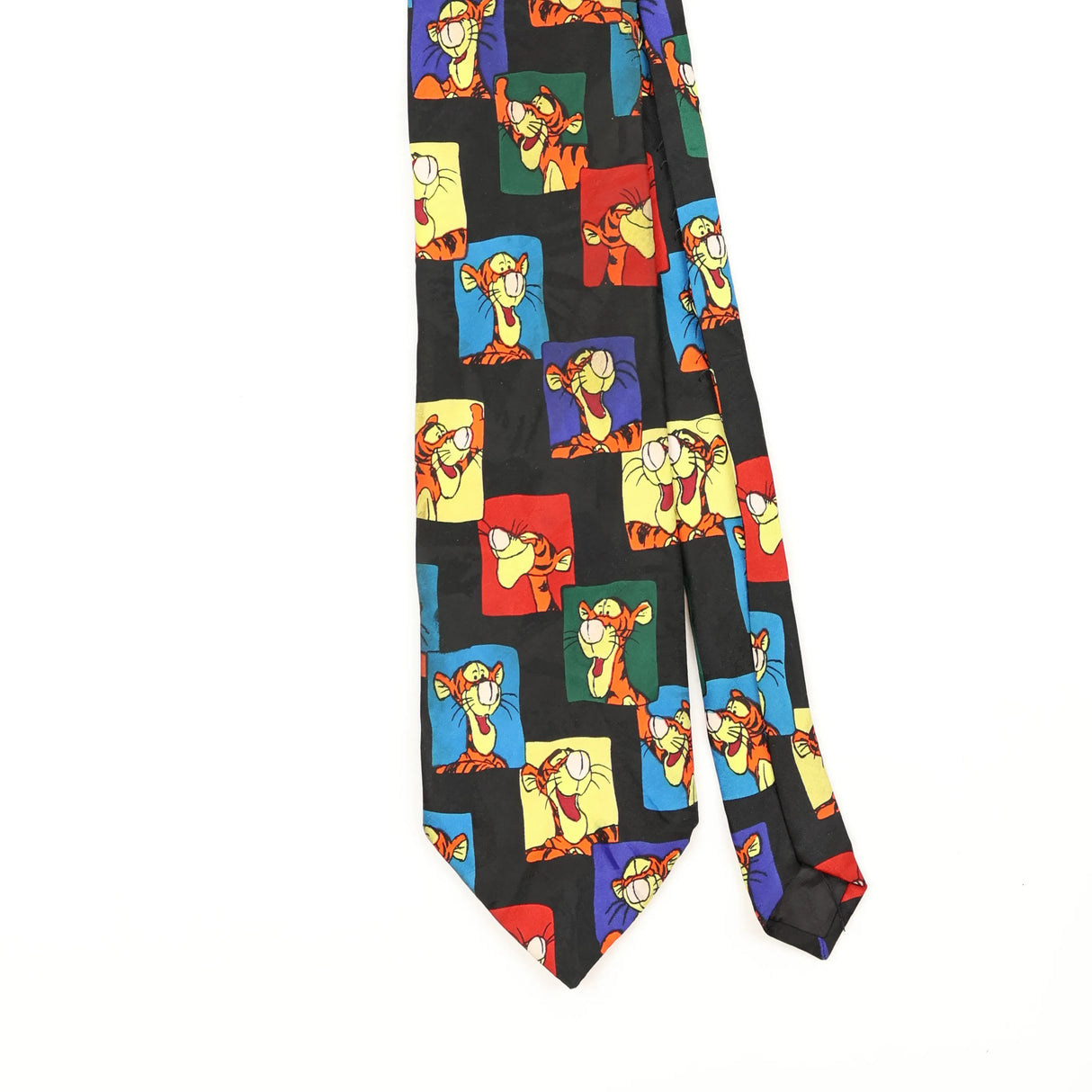 Front Front Detail of Vintage 1990's Disney Tigger Cartoon Patterned Tie