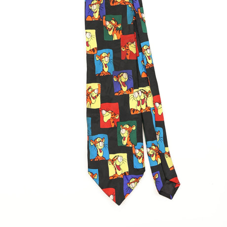 Front Front Detail of Vintage 1990's Disney Tigger Cartoon Patterned Tie