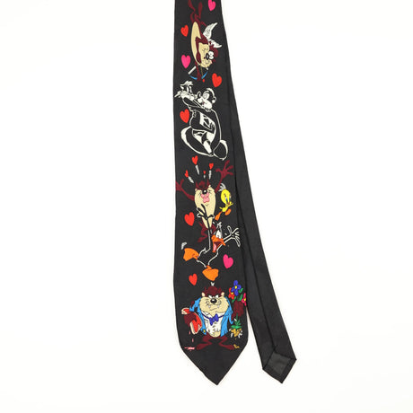 Front Front of Vintage 1990's Looney Tunes Cartoon Patterned Tie