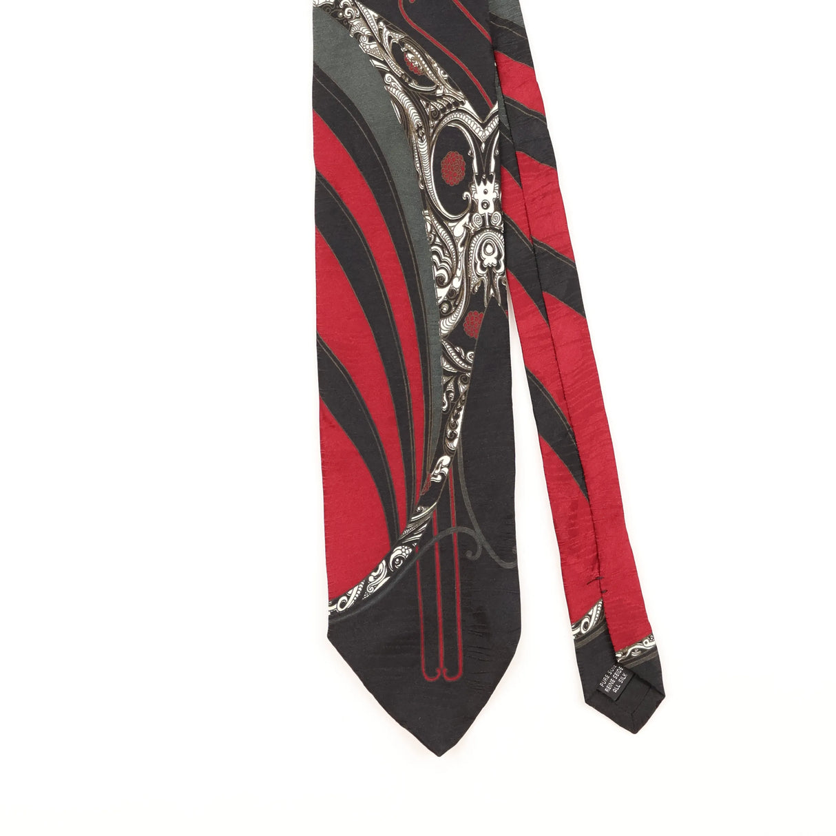 Front Detail of Vintage 1990's Gothic Abstract Patterned Tie