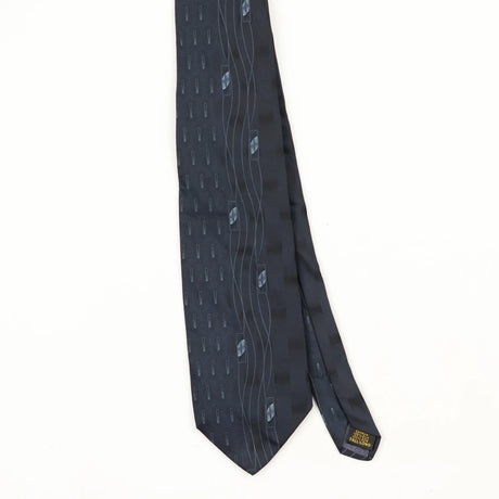 Front Front Detail of Vintage 1990's Guy Laroche Waves Geometric Patterned Tie