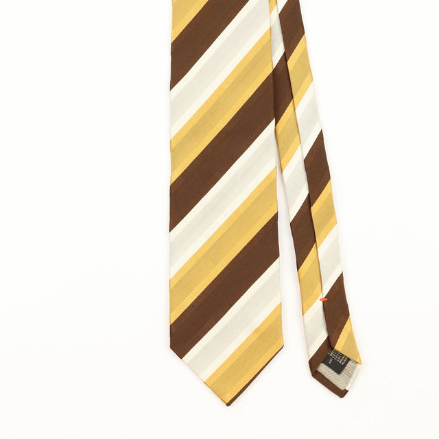 Front Detail of Vintage 1980's Ermenegildo Zegna Striped Patterned Tie