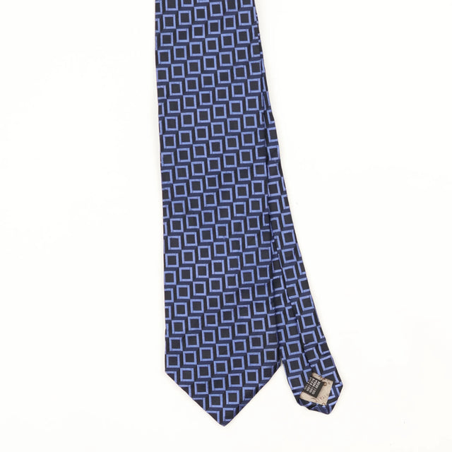 Front Front Detail of Vintage 1990's Pronto Uomo Squares Geometric Patterned Tie