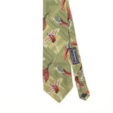 Front Detail of Vintage 1990's Burberry Birds Animal Print Patterned Tie