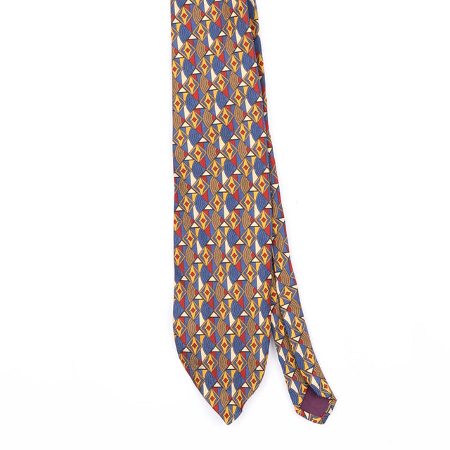Front Front Detail of Vintage 1990's Geometric Patterned Tie