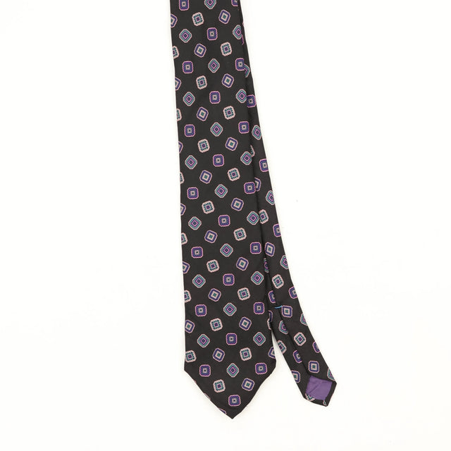 Front Front Detail of Vintage 1980's Geometric Patterned Tie