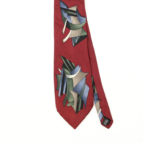 Front Front Detail of Vintage 1990's U.S. Polo Assn. Abstract Patterned Tie