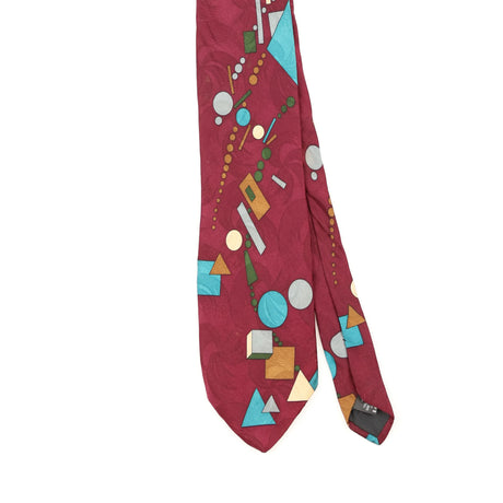 Front Front Detail of Vintage 1990's Shapes Geometric Patterned Tie