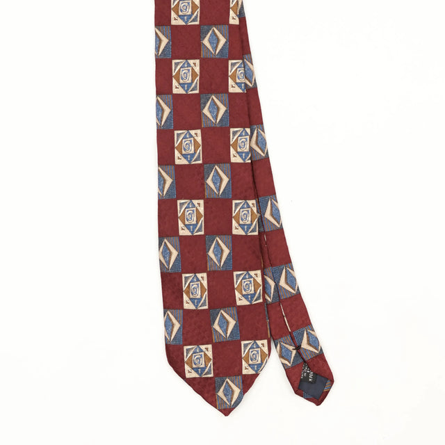 Front Front Detail of Vintage 1990's Geometric Patterned Tie