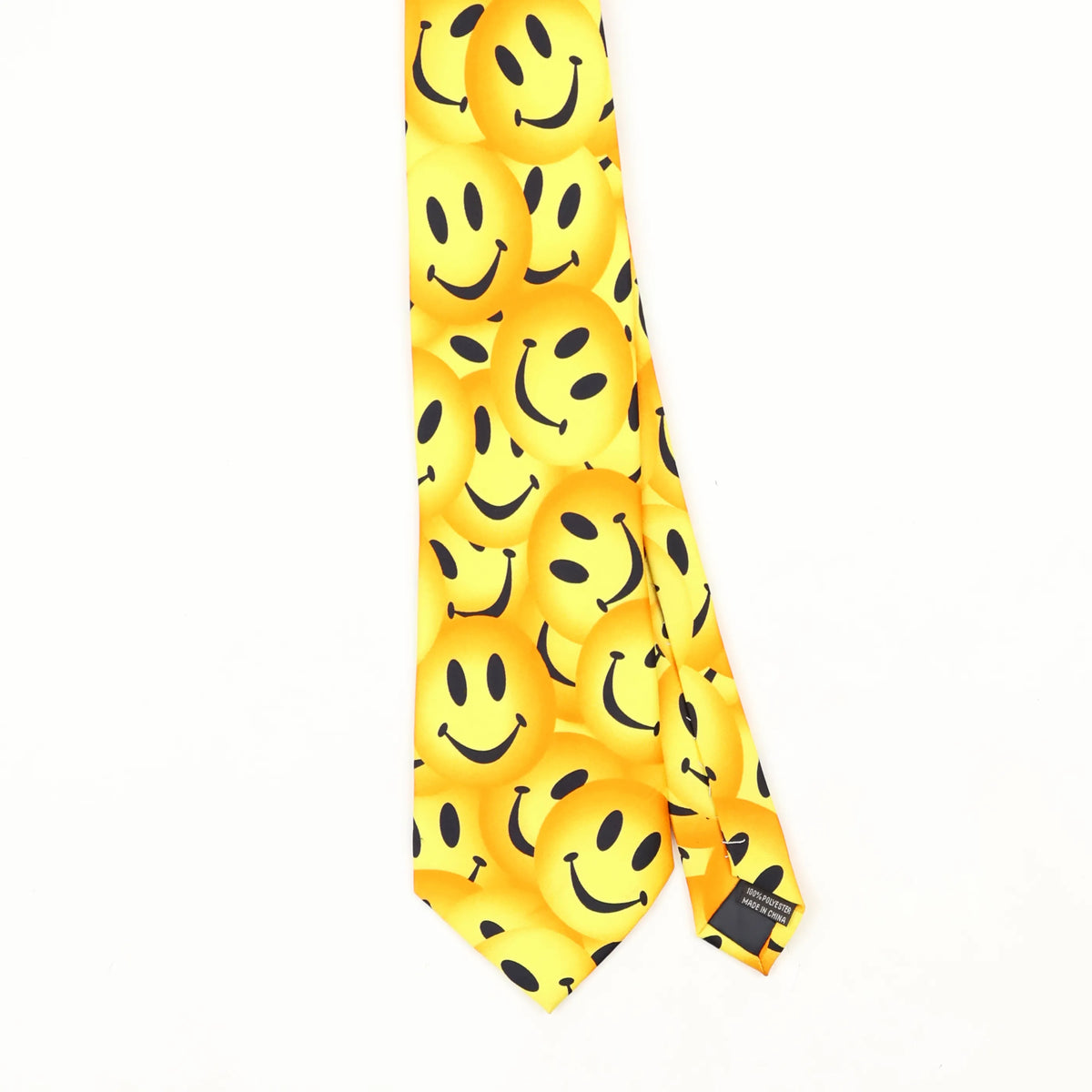 Front Front Detail of Vintage Smiley Faces Cartoon Patterned Tie