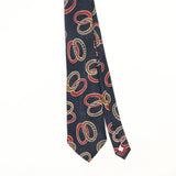 Front Front Detail of Vintage Interlocking Rings Geometric Patterned Tie
