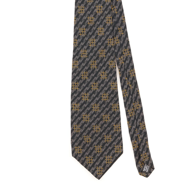 Front Detail of Vintage 1990's Geoffrey Beene Geometric Patterned Tie