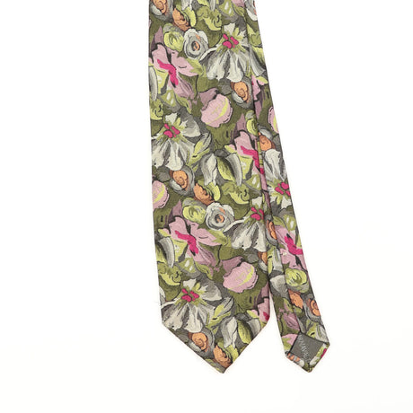 Front Front Detail of Vintage 1990's Carnaval De Venise Floral Patterned Tie