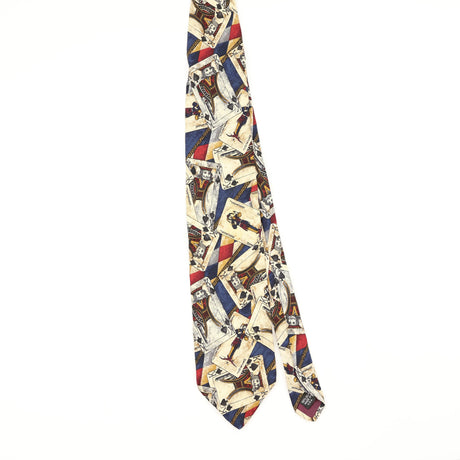 Front Front of Vintage 1990's Structure Playing Cards Geometric Patterned Tie