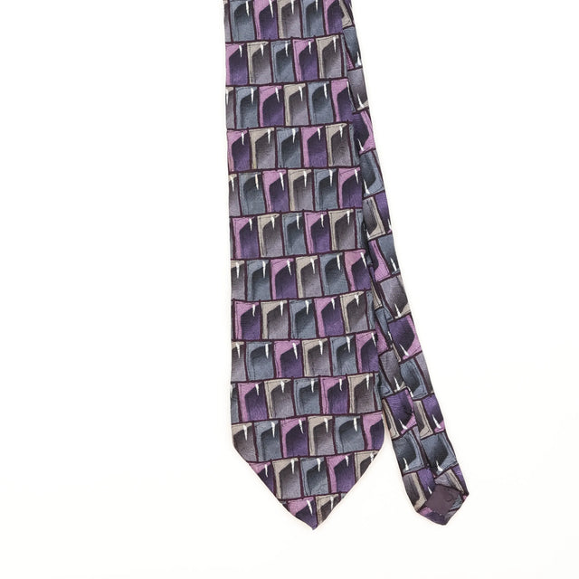 Front Detail of Vintage 1990's Jerry Garcia Floating Planes Geometric Patterned Tie