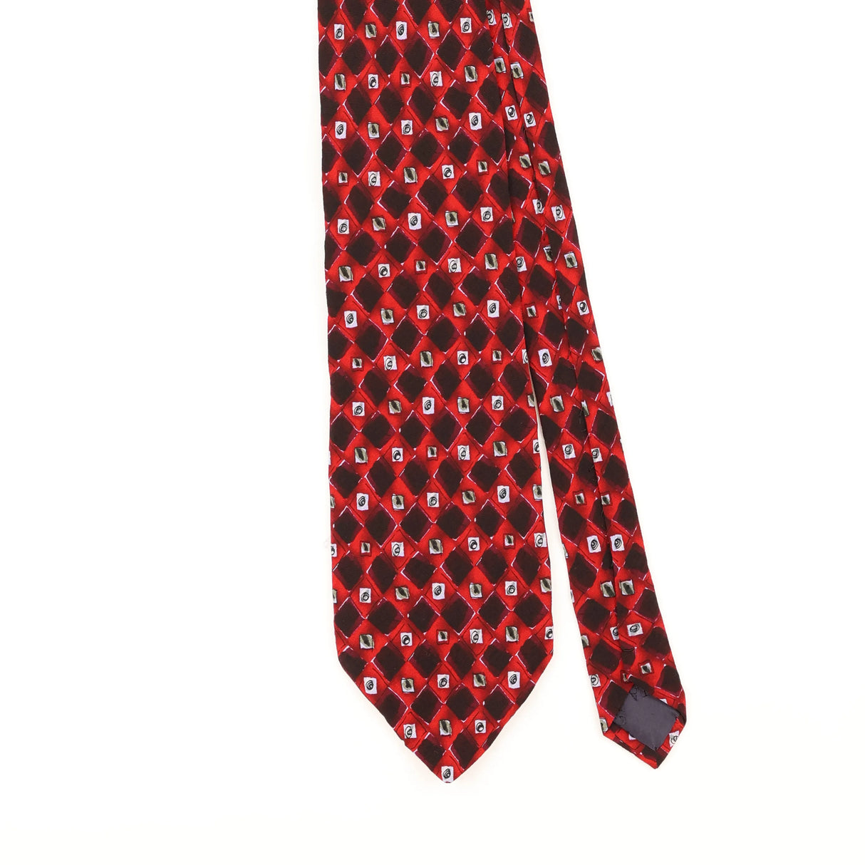 Front Detail of Vintage 1990's Jerry Garcia Banyan Trees Geometric Patterned Tie