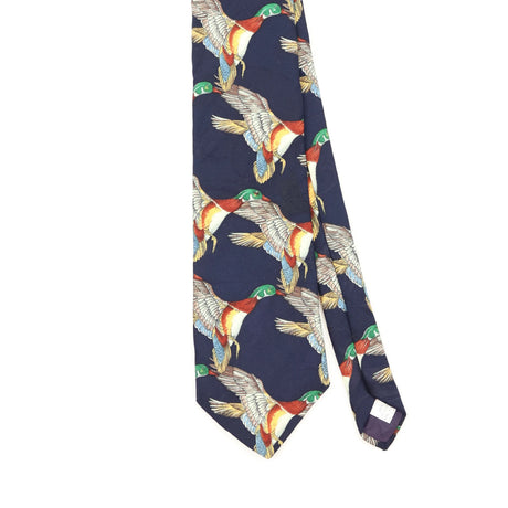 Front Detail of Vintage 1990's Birds Animal Print Patterned Tie