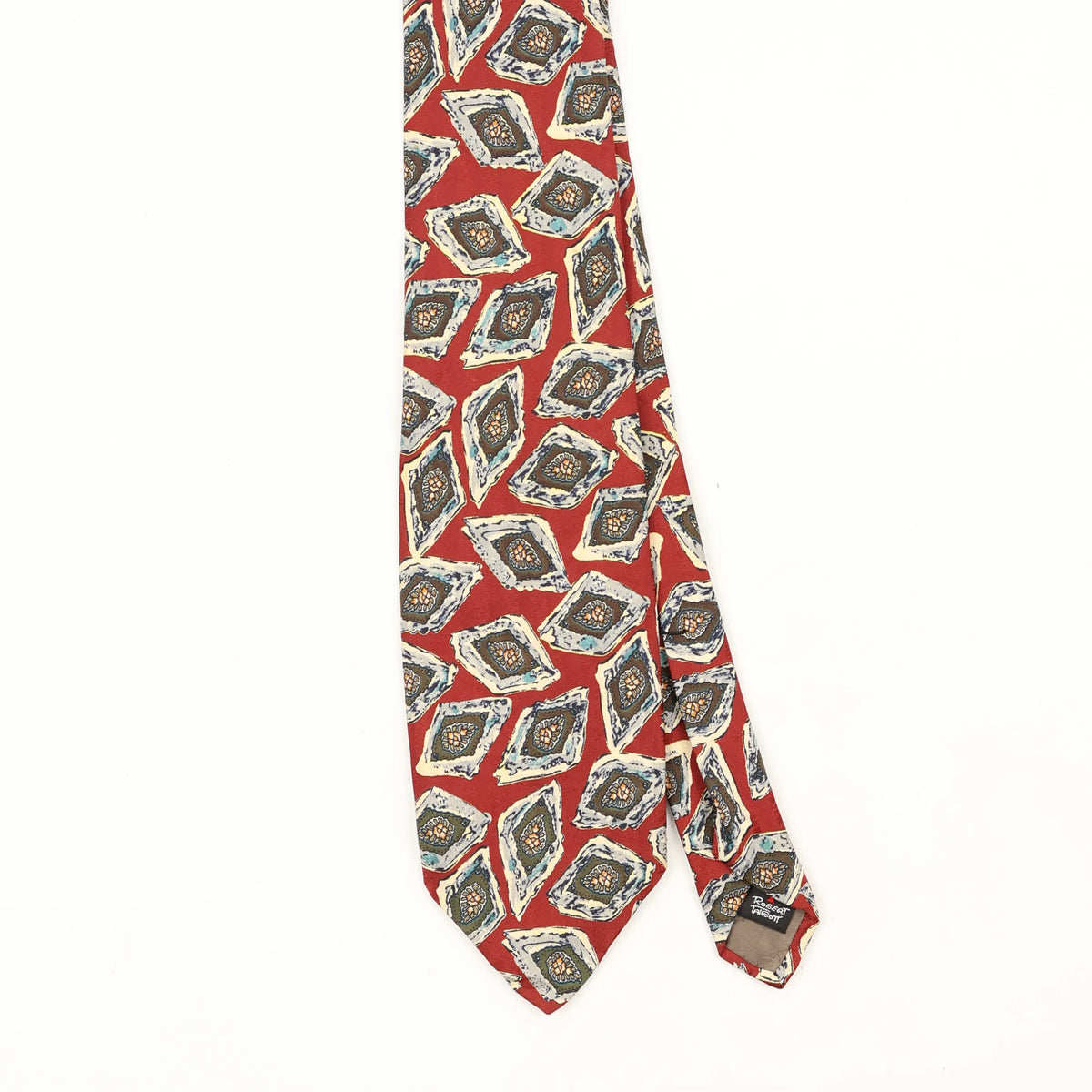 Front Front Detail of Vintage 1990's Robert Talbott Geometric Patterned Tie
