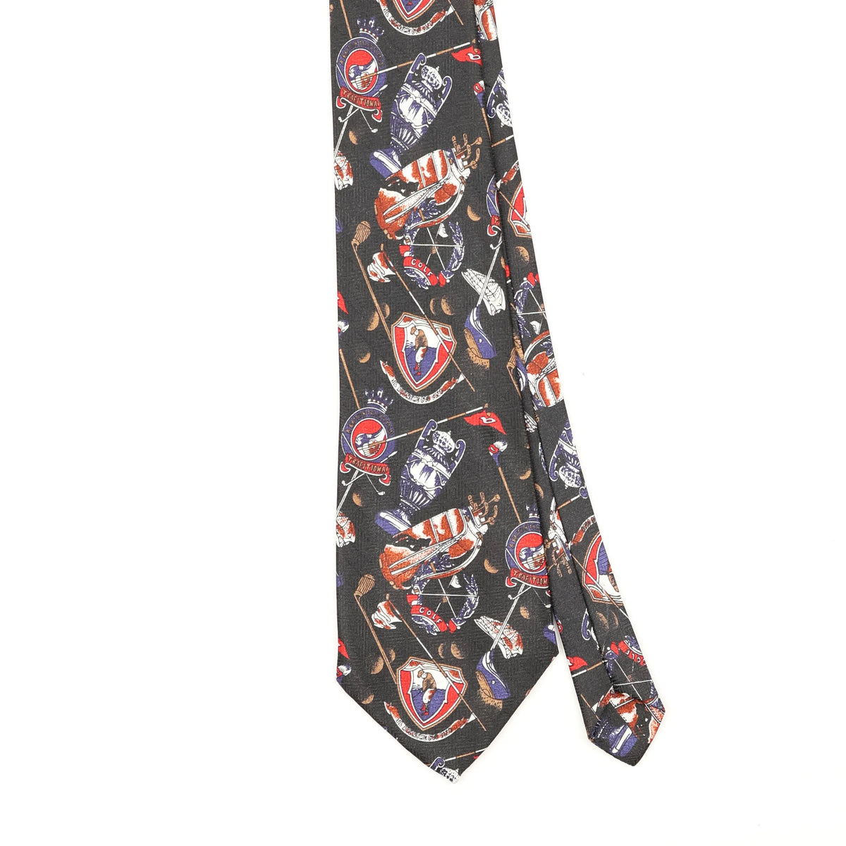 Front Front Detail of Vintage 1990's A. Rogers Golf Cartoon Patterned Tie